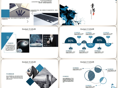 蓝色创意个性时尚工作总结通用PPT模板